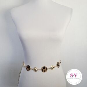 Gold and Leopard Print Circle Belt
